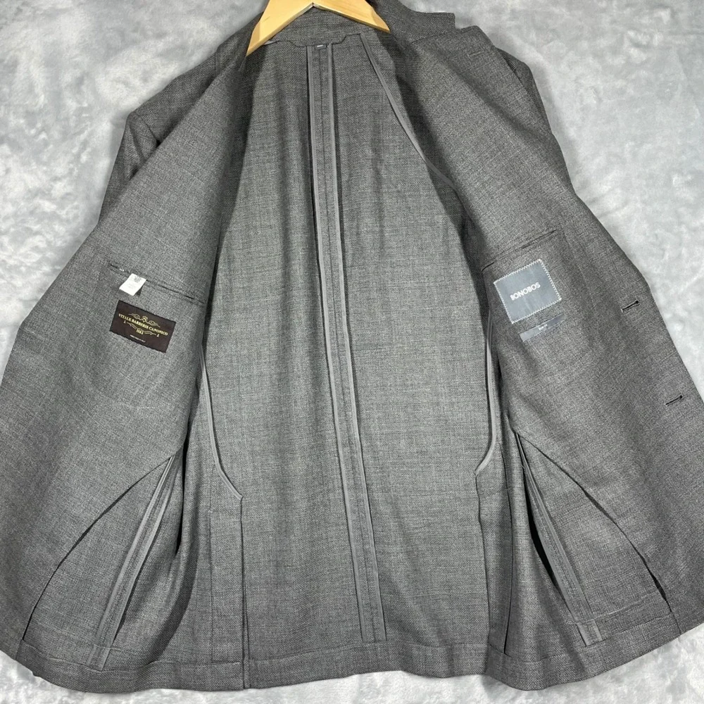 Bonobos Slim Fit Grey Vitale Barberis Canonico Wool Blazer 42R Unlined